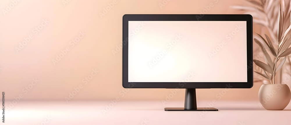 Poster a computer monitor is on a table