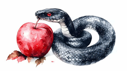 Black Snake Eyes Apple Temptation: Wildlife Art Meets Nature's Allure