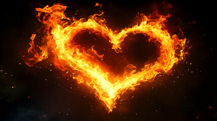 Burning Heart Ignites Passionately in Fiery Embers
