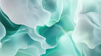 Fototapeta premium An abstract fluid pattern with pearlescent liquid shapes in pastel tones of lavender, sky blue, and mint green, glowing softly in 4K