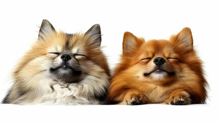 Obraz premium Two Fluffy Dogs Sleeping Peacefully: A Relaxing Moment