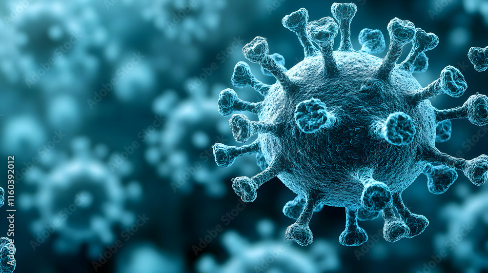Aufkleber virus particles floating in a microscopic view