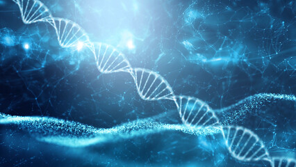 Artistic cyber dna chain space illustration.