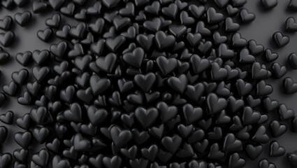 Valentine's Day, A heap of many small black hearts, The hearts are glossy and textured