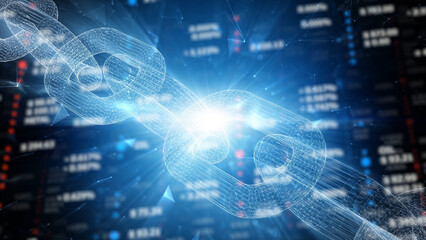 Shiny digital business chain blockchain illustration.