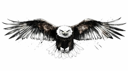 Obraz premium Eagle Soars with Majestic Wings Spread Wide