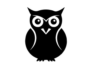 Owl black silhouette vector, Simple silhouette Design vector icon with white background