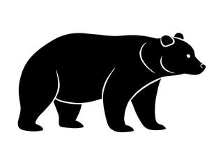 Fototapeta premium bear black silhouette vector, Simple silhouette Design vector icon with white background