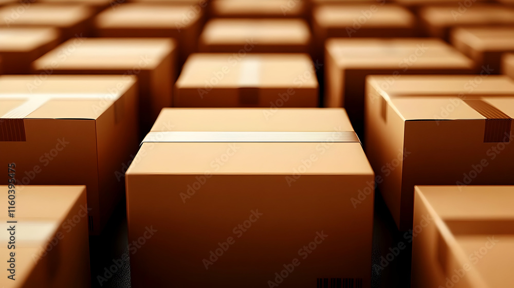 Aufkleber cardboard boxes form a grid pattern, ready for shipping and distribution efficiently.