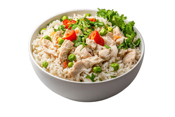 Delicately prepared Hainanese Chicken Rice, isolated.