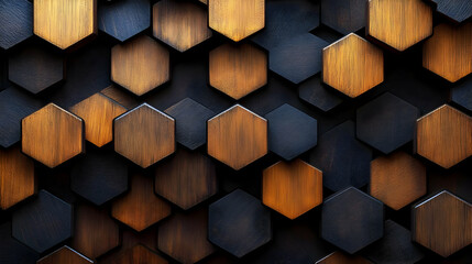 Hexagon Wood Tiles Create Textured Wall Design