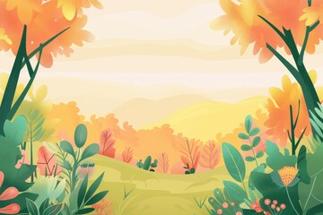 Lush Green Foliage Bordering a Sunlit Hillside