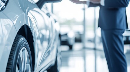 Trade-in negotiation scene. Featuring a customer discussing their vehicle with a dealer