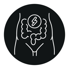 Stomach disorder line black icon. Premenstrual syndrome. Sign for web page, mobile app, button, logo. Vector isolated button.