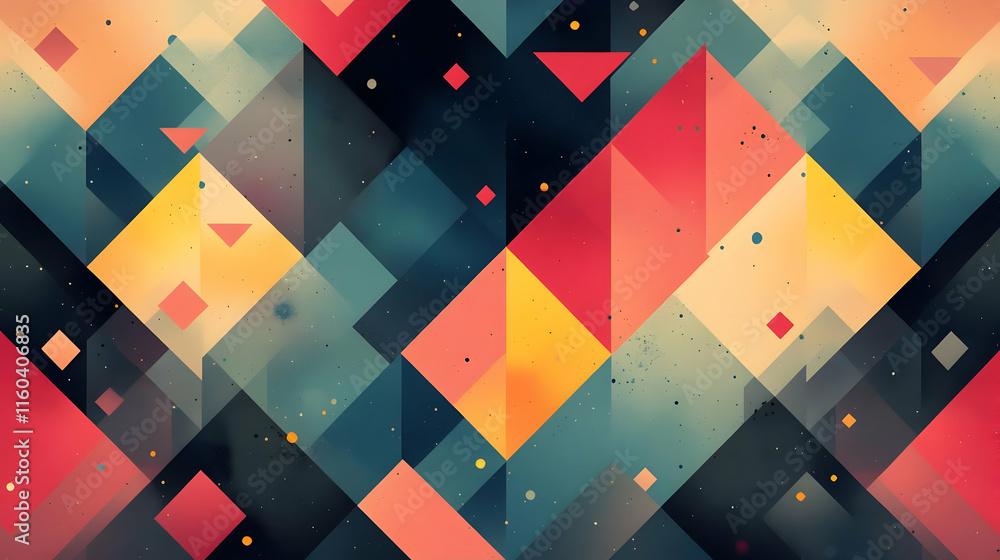 Aufkleber abstract geometric background forms a colorful and modern design with triangles and squares seamless