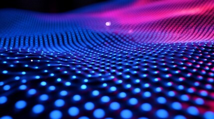 Abstract blue and pink glowing wave texture.