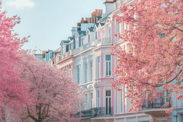 Close-up City, Minimalism, Building Facades, Aesthetics, Spring, Autumn, Blooming Trees, Street, Perspective, Beautiful Architecture, Neutral Background, European City, New York, China