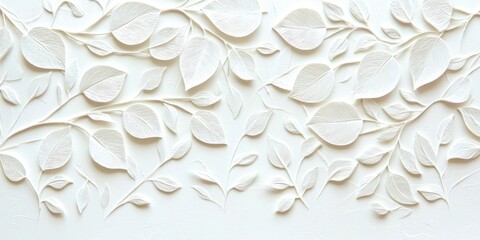 White background with a leafy pattern