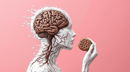 Creative fusion of human brain and dessert inspiring imagination and innovation
