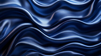 Obraz premium Smooth elegant blue satin fabric flows gracefully, creating luxurious waves and folds. The background shows the delicate texture.