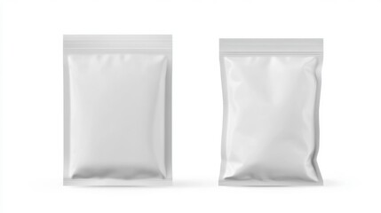 Two plain white packaging bags with zip closures, ideal for storing various items securely and conveniently.