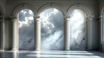 Classic Interior Arches Frame Sky Views Elegantly