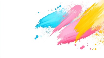 Vibrant Digital Painting: Abstract Colorful Brushstrokes Explode on White. AI Generated