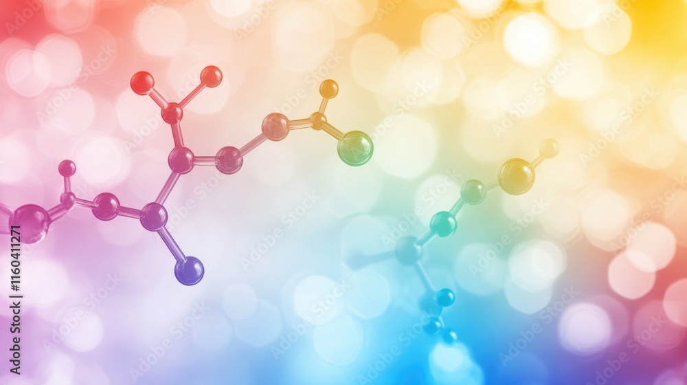 Aufkleber a colorful abstract representation of molecular structures with a vibrant, blurred background, empha