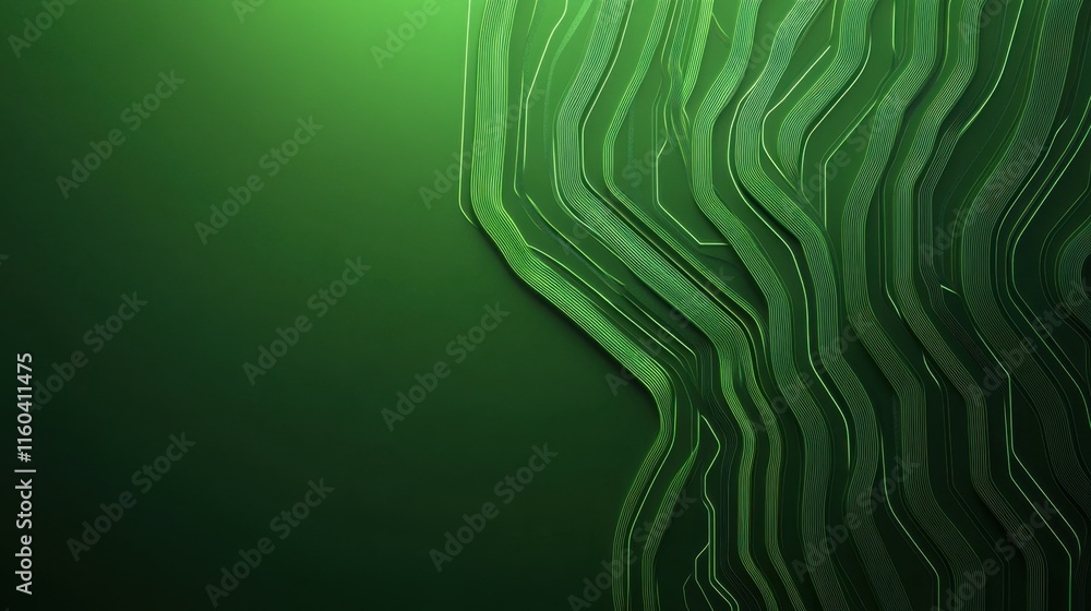 Poster a vibrant green abstract background featuring flowing lines, creating a modern and tech-inspired des