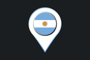 Argentina flag with location sign, Flag of Argentina national country symbol illustration Vector, Rectangle Argentina flag illustration, Flat vector illustration
