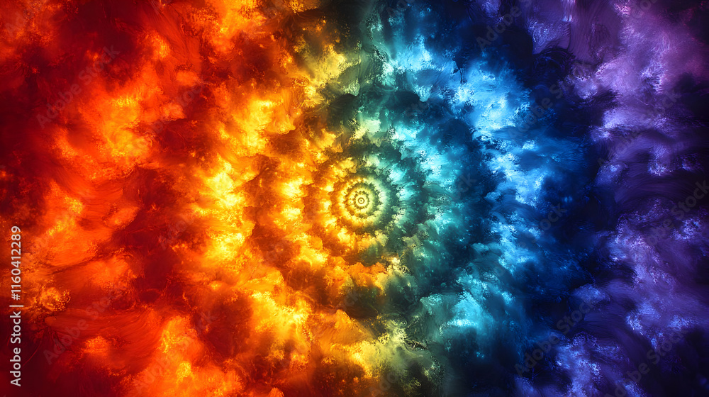 Poster abstract background forms a colorful spiral with vibrant hues and textures
