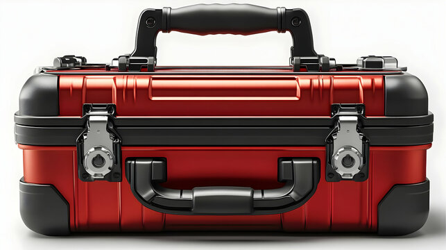 Red and Black Hard Case Stands Upright with Secure Latches