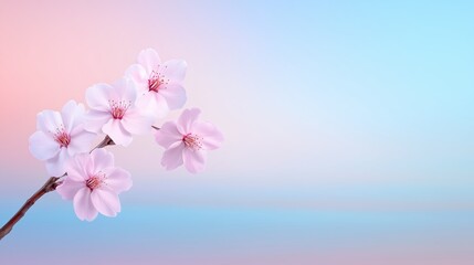 Spring Blossoms Delicate Pink Cherry Flowers Blue Sky Background