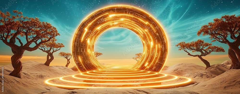 Poster intricate cyber power dashboard design featuring a double exposure effect in a futuristic landscape 