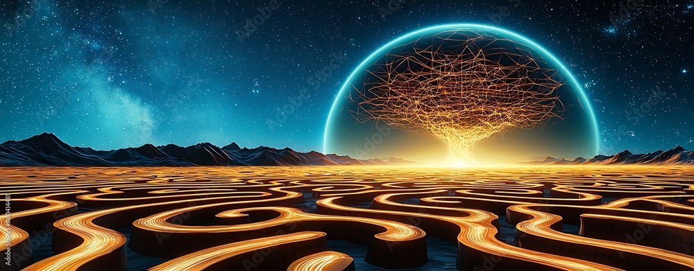 Poster stunning cyber power dashboard design featuring complex double exposure with illuminated tree and ab