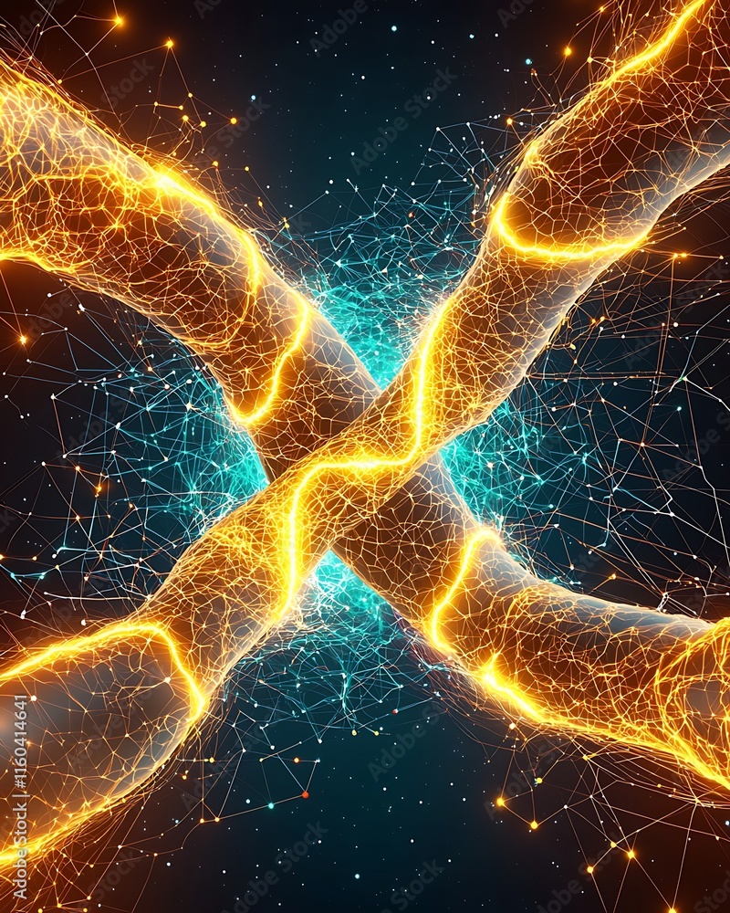 Poster dynamic energy monitoring system illustrating double exposure of illuminated nodes and connections i