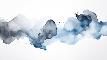 Fototapeta premium Fluid Abstract Ink Painting: Serene Blue and Gray Hues on White. AI Generated