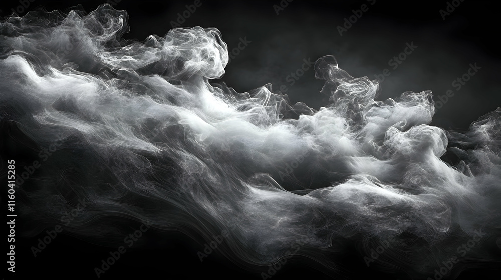 Aufkleber abstract smoke background forms wispy white clouds on a dark background, creating a moody atmosphere