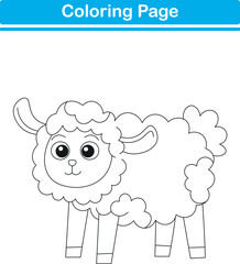 Fototapeta premium Funny cartoon sheep. Coloring pages. Vector illustration