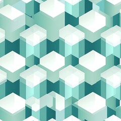 Seamless Geometric Cube Pattern in Shades of Turquoise