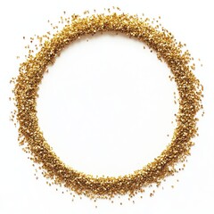 Obraz premium Gold glitter circle frame on white background.
