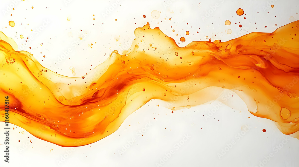 Poster abstract orange fluid art background flows smoothly with vibrant colors and swirling patterns.