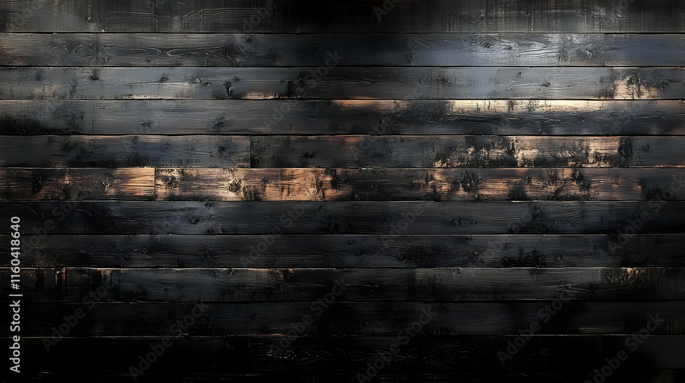 Poster dark wooden planks form a rustic background texture with visible grain and paint strokes horizontall