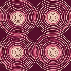 Seamless Concentric Circle Pattern in Burgundy Red and Beige Tones