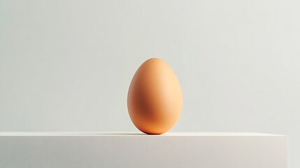 Close-up Photo: Perfectly Balanced Brown Egg on Minimalist Surface. AI Generated