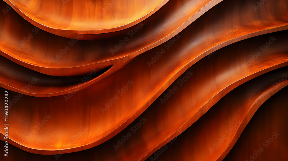 Poster abstract 3d wood grain background forms a wave-like pattern with sleek curves.
