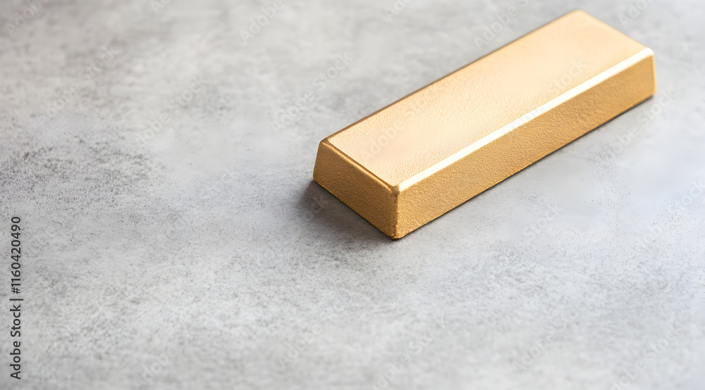 Poster a simple golden rectangular block rests on a textured background, showcasing its smooth surface and 