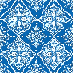 Fototapeta premium Seamless Snowflake Pattern on Icy White and Sky Blue Background