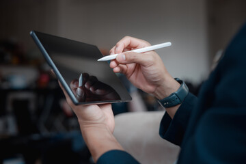 Close up man using smart phone, Social media marketing concept. hand using smartphone typing, chatting conversation in chat box icons pop up