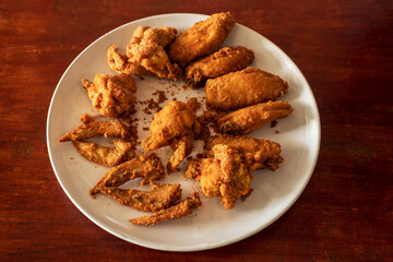 Fried chicken on a white plate